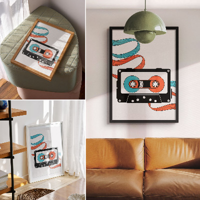 Plakat Retro pop art kaseta sa šarenim oznakama