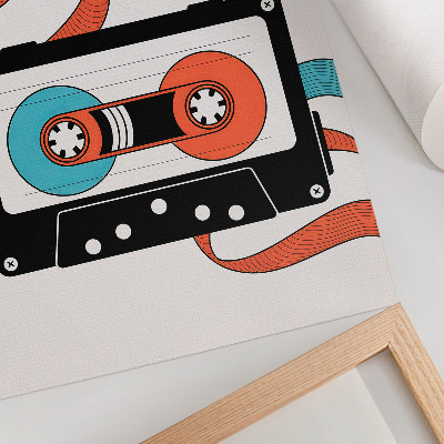 Plakat Retro pop art kaseta sa šarenim oznakama