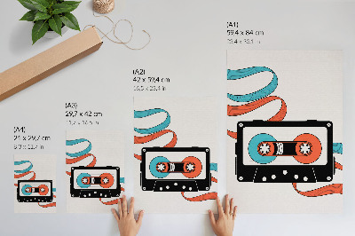 Plakat Retro pop art kaseta sa šarenim oznakama