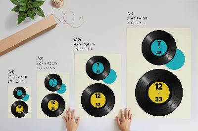 Dekorativni plakat Moderne vinilne ploče žuto-tirkizne boje