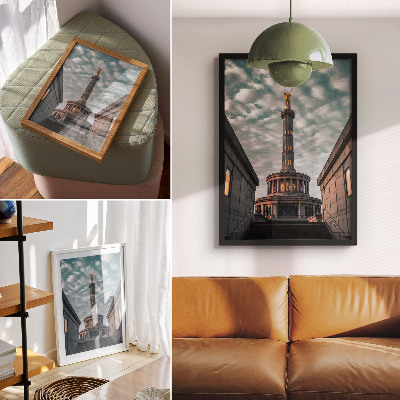 Dekorativni plakat Elegantni stup s anđelom i moderna arhitektura