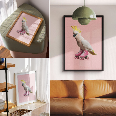 Zidni plakat Papagaj na rolama, pastelne boje, modernost