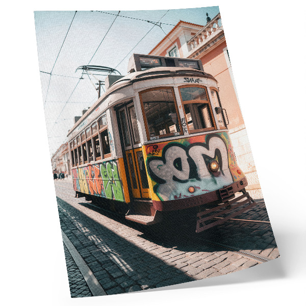Zidni plakat Tramvajski grafiti urbana ulična arhitektura