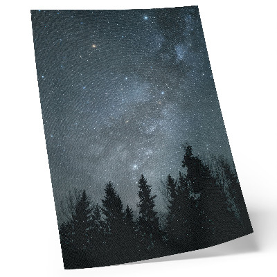 Plakat Noćno nebo puno zvijezda i silueta drveća