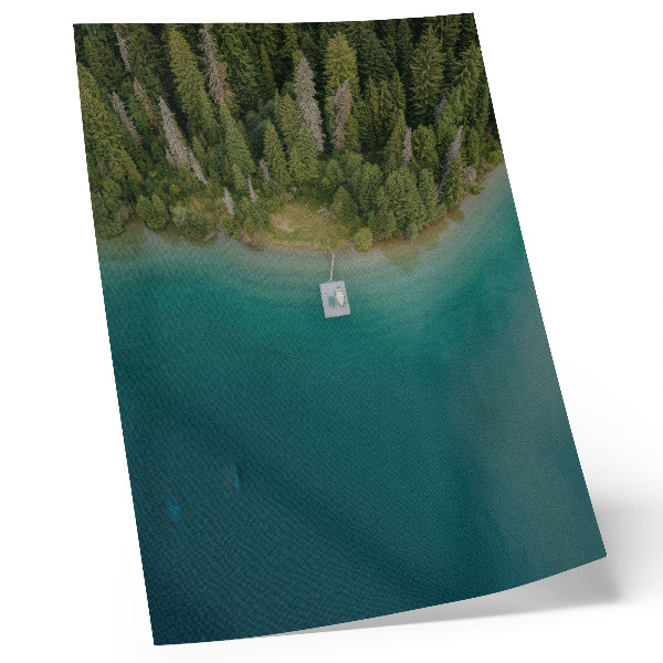 Dekorativni plakat Most od šumskog jezera zelena plava klima