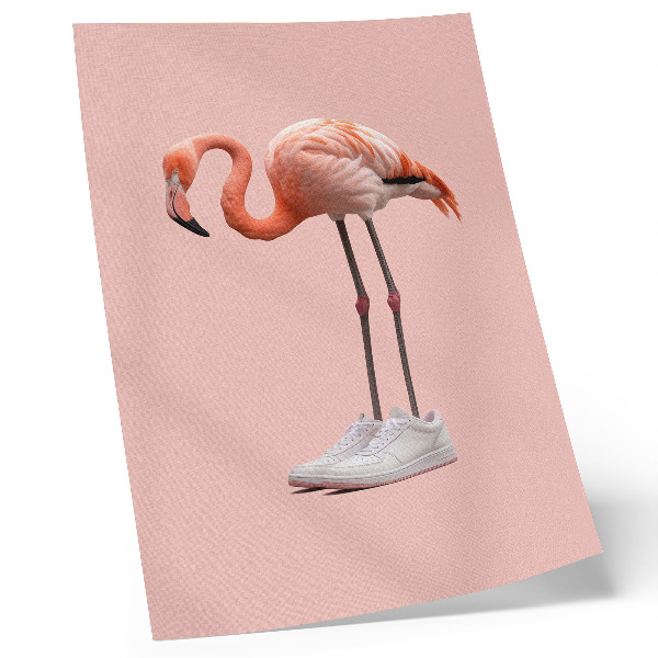 Plakat Flamingo ružičaste sportske cipele s ružičastom pozadinom