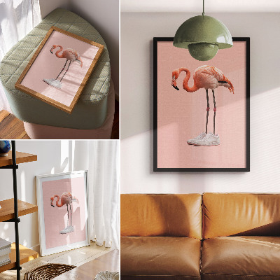 Plakat Flamingo ružičaste sportske cipele s ružičastom pozadinom