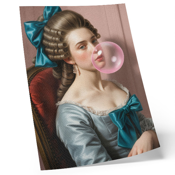 Tisak na platno Portret žene s žvakaćom gumom, retro stil