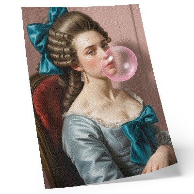 Tisak na platno Portret žene s žvakaćom gumom, retro stil