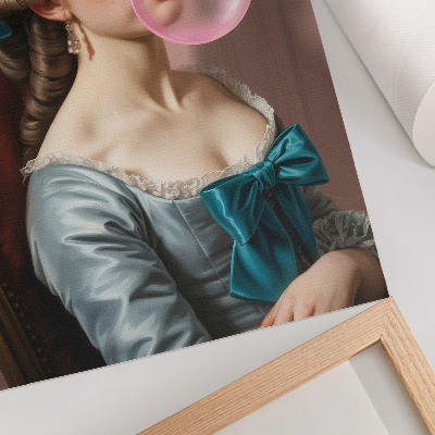 Tisak na platno Portret žene s žvakaćom gumom, retro stil