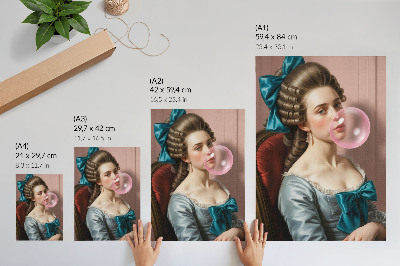 Tisak na platno Portret žene s žvakaćom gumom, retro stil