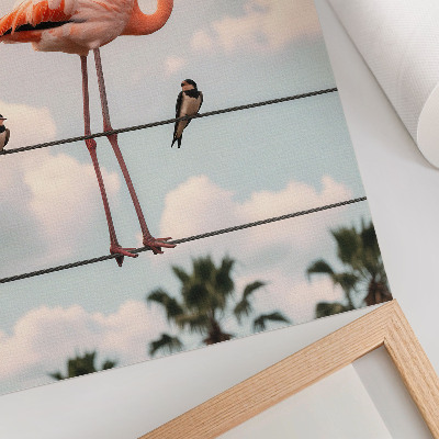 Zidni plakat Flamingo nebo oblaci prirodno gutaju