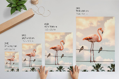 Zidni plakat Flamingo nebo oblaci prirodno gutaju