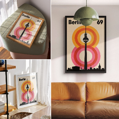 Zidni plakat Retro atmosfera tornja krug šareni prstenovi