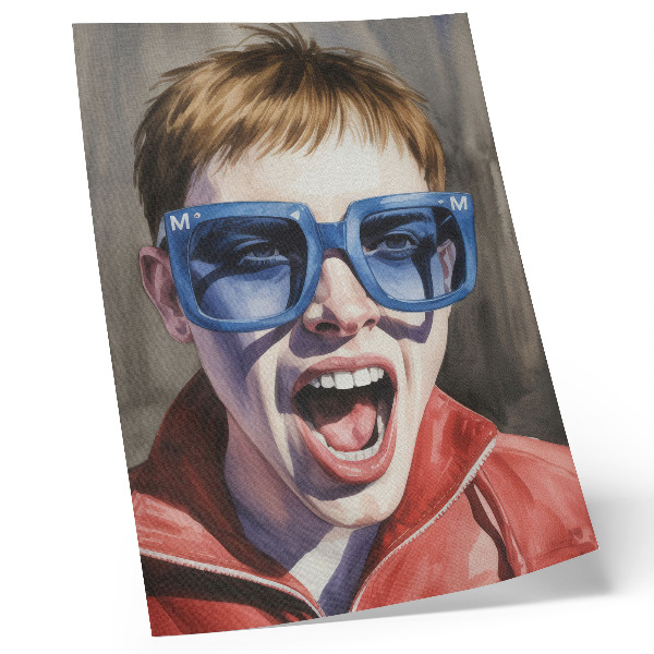 Dekorativni plakat Portret osobe s naočalama, žive boje, emocije