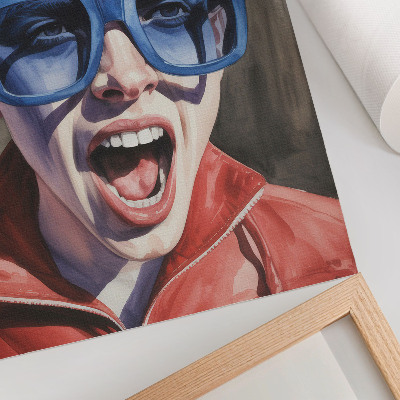 Dekorativni plakat Portret osobe s naočalama, žive boje, emocije