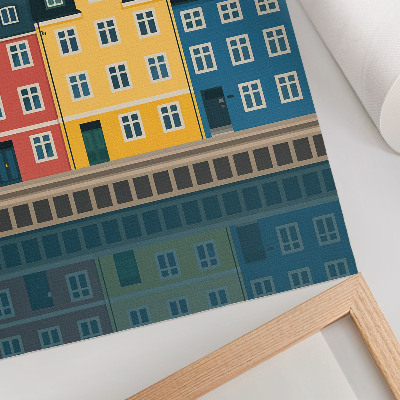 Zidni plakat Šarene kuće na obali minimalističke estetike