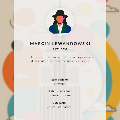 Plakat Narančasto sunce moderni neboder geometrijski oblici
