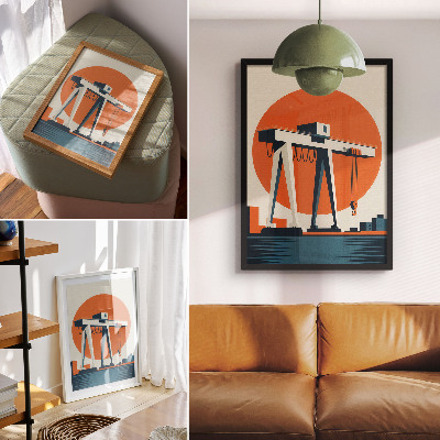 Tisak na platno Retro dizalica narančasti industrijski krug