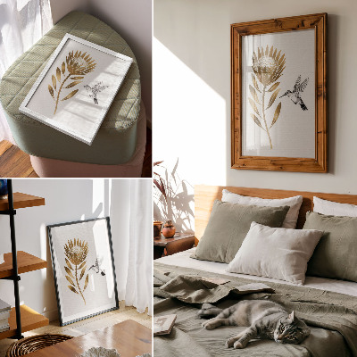 Tisak na platno Motiv kolibrija i cvijeća u modernom tonu