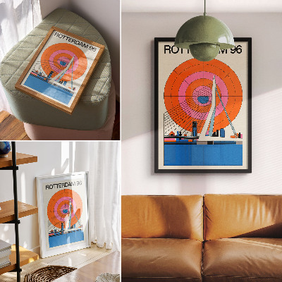 Zidni plakat Most i grad u geometrijskim uzorcima