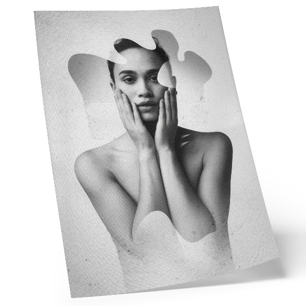 Zidni plakat Crno-bijeli portret s apstraktnim uzorcima