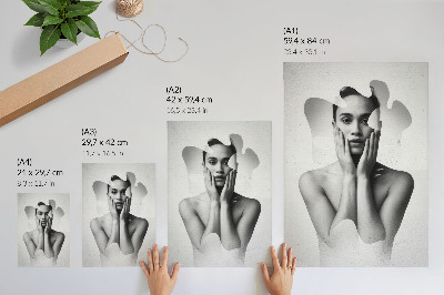 Zidni plakat Crno-bijeli portret s apstraktnim uzorcima