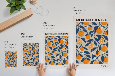 Zidni plakat Narančasto siva pozadina tamno lišće modernog stila