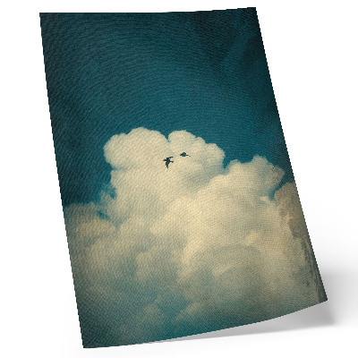 Plakat Bijeli oblaci tirkizno nebo dvije ptice svemir