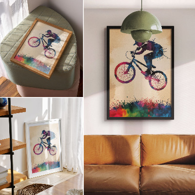 Plakat Biciklist dinamične boje moderne akcije