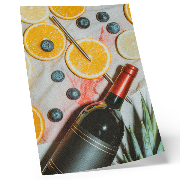 Tisak na platno Šareno voće i crno vino na svijetloj pozadini