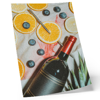 Tisak na platno Šareno voće i crno vino na svijetloj pozadini