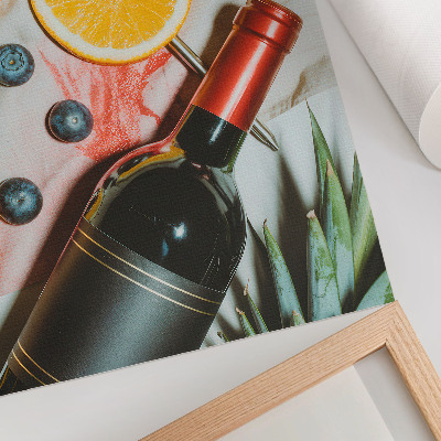 Tisak na platno Šareno voće i crno vino na svijetloj pozadini