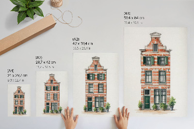 Plakat Crvena cigla zelena prozori klasična arhitektura