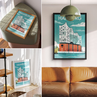 Dekorativni plakat Moderna arhitektura u plavom i oblacima