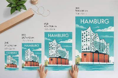 Dekorativni plakat Moderna arhitektura u plavom i oblacima