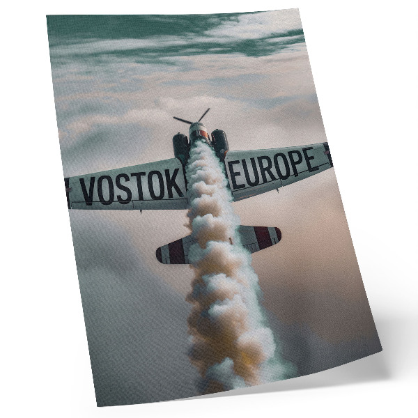 Zidni plakat Avion iznad oblaka, prigušena paleta, dinamika