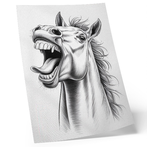 Dekorativni plakat Crno-bijela ilustracija konja punog energije