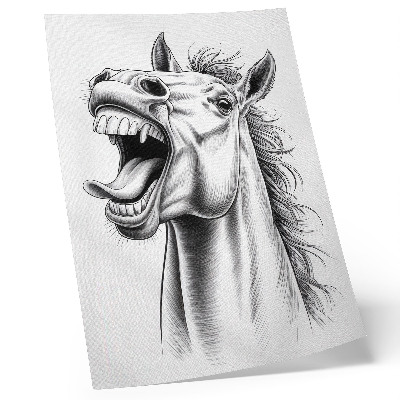 Dekorativni plakat Crno-bijela ilustracija konja punog energije