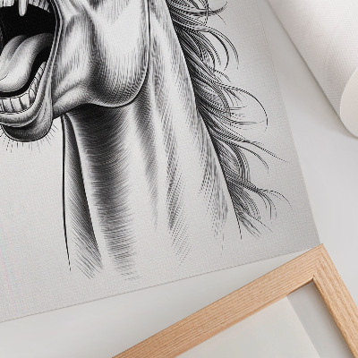Dekorativni plakat Crno-bijela ilustracija konja punog energije