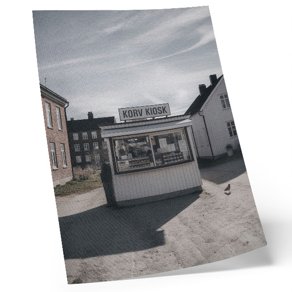 Dekorativni plakat Drveni kiosk svijetle zgrade idilično