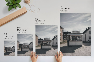 Dekorativni plakat Drveni kiosk svijetle zgrade idilično