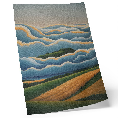 Plakat Valovi, zelena brda, pastelno nebo