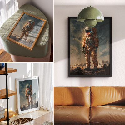 Dekorativni plakat Astronaut na noćnom nebu izvanzemaljskog planeta