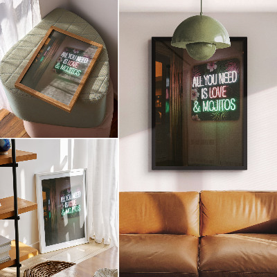 Plakat Neonski natpisi tropskog lišća žive boje ljeto