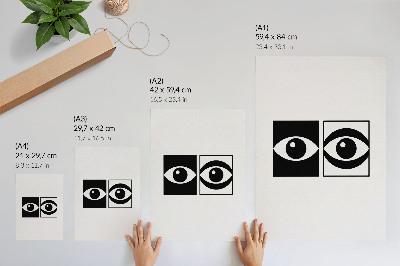 Dekorativni plakat Crno-bijele oči modernog simetričnog kontrasta