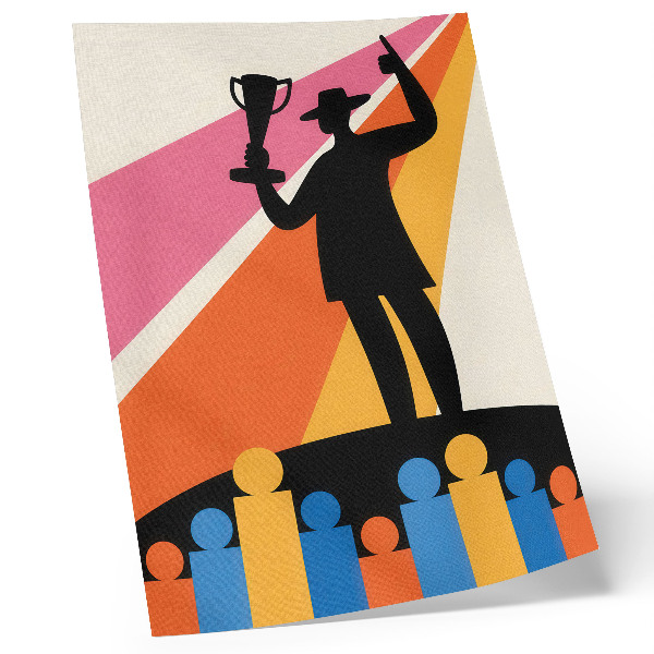 Dekorativni plakat Dinamika jarkih boja siluete trofeja