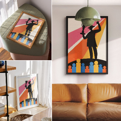 Dekorativni plakat Dinamika jarkih boja siluete trofeja