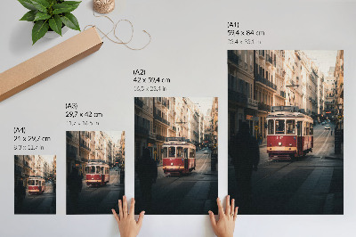 Zidni plakat Tramvaj među povijesnom arhitekturom grada