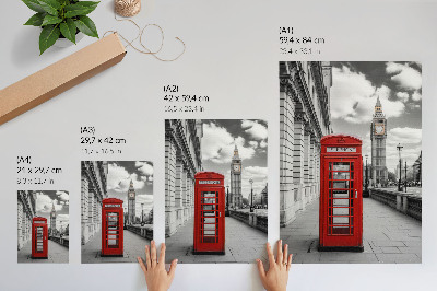 Plakat Crvena telefonska govornica, ikona grada, kontrast